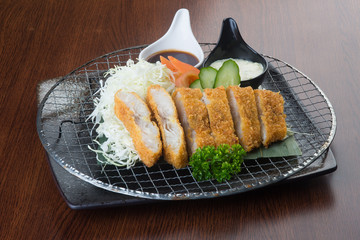japanese cuisine. fried fish on the background