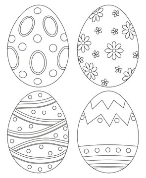 Black and white easter egg collection set poster.