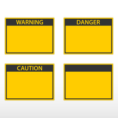 Yellow warning signs. A set of tablets for templates. - 190995909