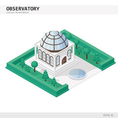Isometric Observatory Building. Vector icon or infographic element
