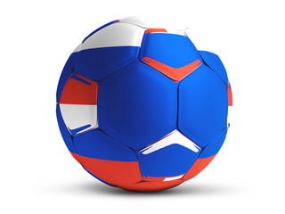 Russia design soccer football ball white blue red 3d rendering