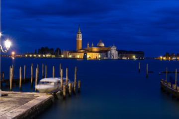View of the Grand Canal and the Cathedral of San Giorgio Maggiore, Venice, Italy.