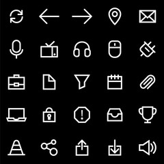 Set of icons for simple flat style ui design