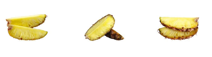 pineapple slices isolated on white background