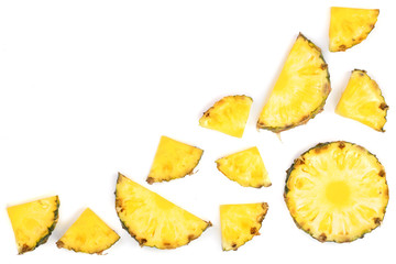 Sliced pineapple isolated on white background with copy space for your text. Top view
