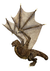 3D Rendering Fantasy Dragon on White