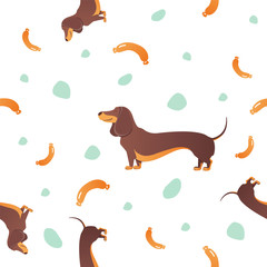 Seamless pattern with dog and graass. 
