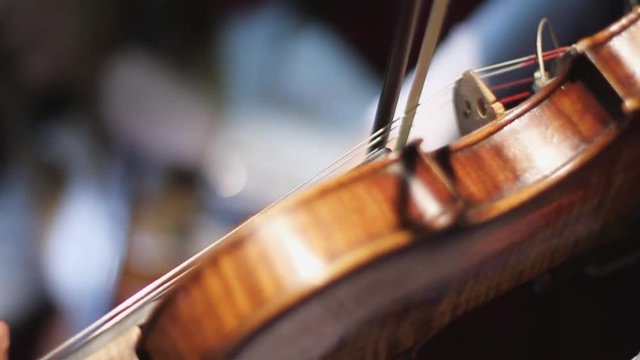 Violin instruments, symphony orchestra stock footage