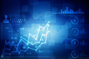 2d rendering Stock market online business concept. business Graph 