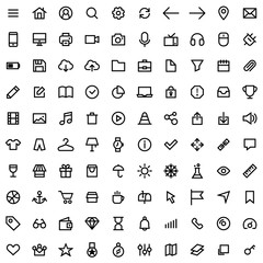 Set of icons for simple flat style ui design