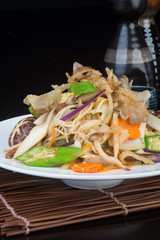 japanese cuisine. fried mix vegetables on the background