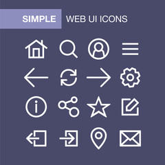 Set of web and mobile application icons for simple flat style ui design