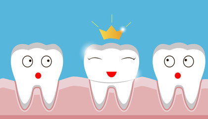 Obraz premium gold crown on tooth, inset, teeth, protection, prosthesis 