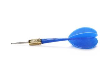 Blue throwing dart isolated on white background