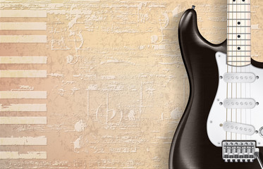 abstract beige grunge piano background with electric guitar