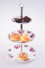 tray. three tier serving tray on a background.