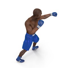 African American Male boxer on white. 3D illustration