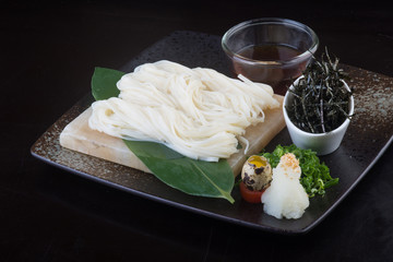 japanese cuisine. udon on the background