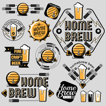 Set of vector home brew beer emblems