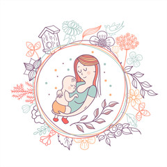 The mother and baby. Vector illustration