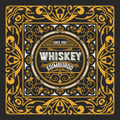 Whiskey label with old frames. Vector layered