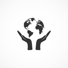 Vector image of icon hands holding the earth.
