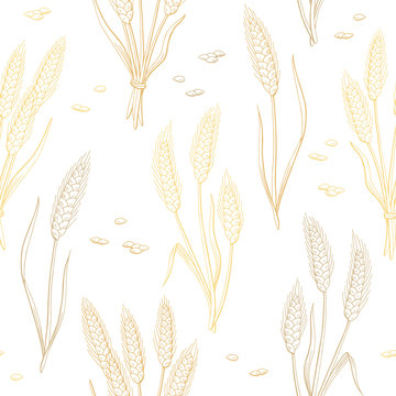 Wheat graphic color seamless pattern sketch illustration vector