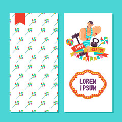 Fototapeta premium Circus performers two sides poster, flyer or invitation design.