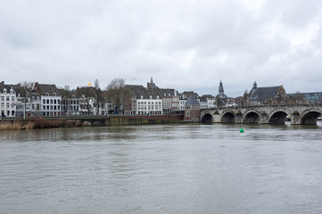 View of Maastricht city centre on the Meuse river