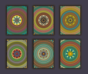 Collection retro cards. Ethnic backgrounds. Card of invitation.