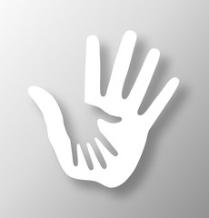 Fototapeta na wymiar Caring hand applique logo. Vector illustration.