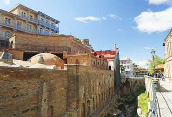 Fototapeta na wymiar Old bathhouse with sulphur water in the center of Tbilisi