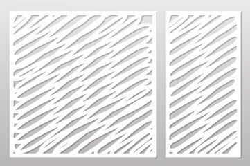 Template for cutting. Abstract lines art pattern. Laser cut. Set ratio 1:1, 1:2. Vector illustration.