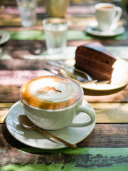 Cup of hot Cappuccino coffee