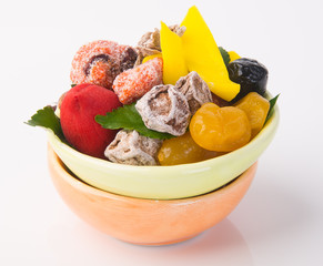 preserved fruits & Dried fruits. Food Snack on a Background
