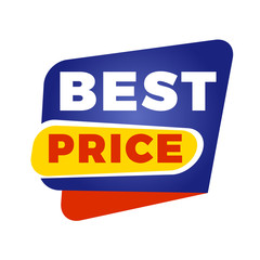 Sale bunner template. Vector design element for your promotion. Red, yellow and blue color theme. Rounded speech bubble