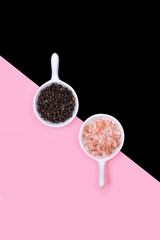 Black pepper and Himalayan salt