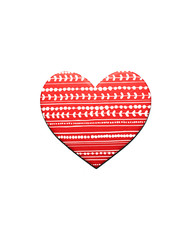 Read heart with white pattern isolated on white background. Valentine's day concept.