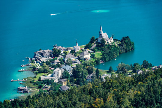 Wallfahrtsort Maria W&ouml;rth im W&ouml;rthersee in K&auml;rnten &Ouml;sterreich