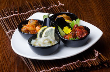 japanese cuisine. sushi octopus on the background