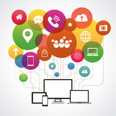 Network communication banner with icons