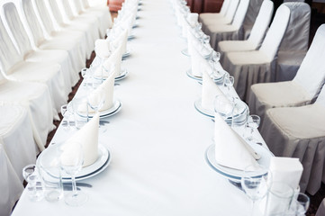 Served table. hall for banquets and weddings