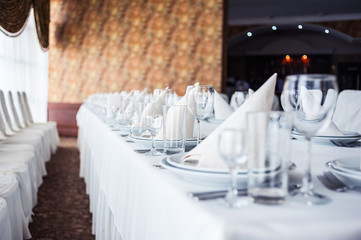 Served table. hall for banquets and weddings