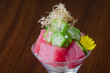 japanese cuisine. sashimi on the background