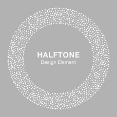 White Abstract Halftone Circle Logo Design Element. Vector Illustration 
