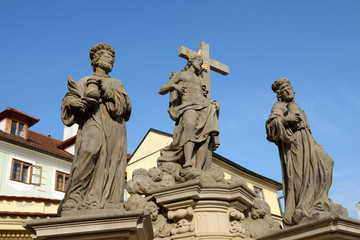 Fototapeta na wymiar Statue of Holy Savior with Cosmas and Damian, Prague, Czech.