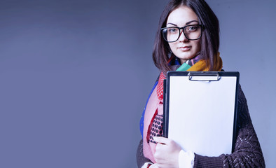 Time to work. Portrait of young attractive female recruiter holding paper and waiting for job...