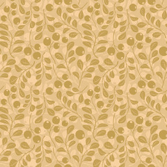 beige floral pattern with branches - seamless vector