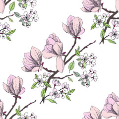 Seamless pattern with magnolia 