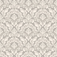 Vector damask seamless pattern background. Classical luxury old fashioned damask ornament, royal victorian seamless texture for wallpapers, textile, wrapping. Exquisite floral baroque template.